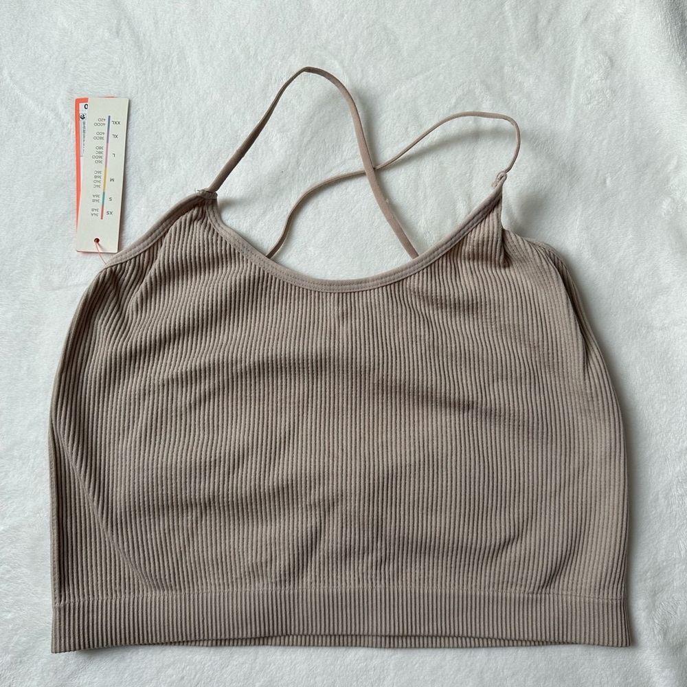 Colsie Ribbed Beige Bandeau